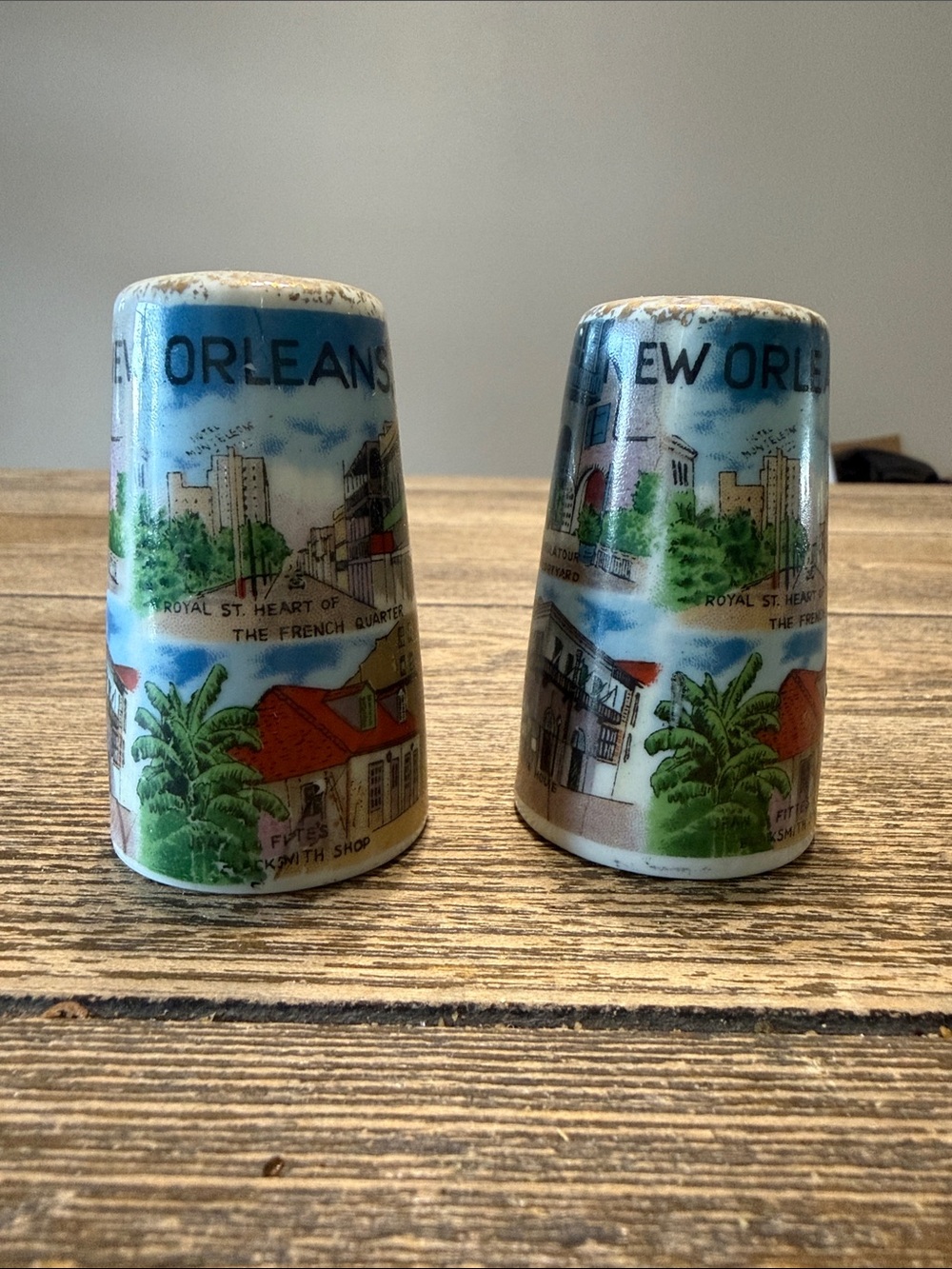 Vintage Japan New Orleans Ceramic Shakers Rare Collectible